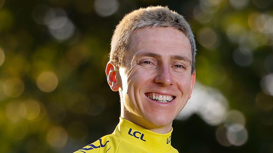 Image caption,Pogacar has now won five Tour titles - but is booed by some fans