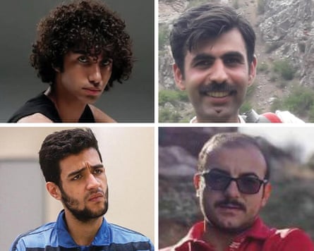 Iranians executed this year include (clockwise from top left) Amirhossein Hatami, Babak Alipour, Pouya Ghobadi and Amirali Mirjafari.Photograph: Supplied