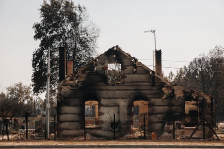 A house damaged by wildfires in Blagon, south-western France, on 27 July 2026.Photograph: Laurent Perpigna/EPA