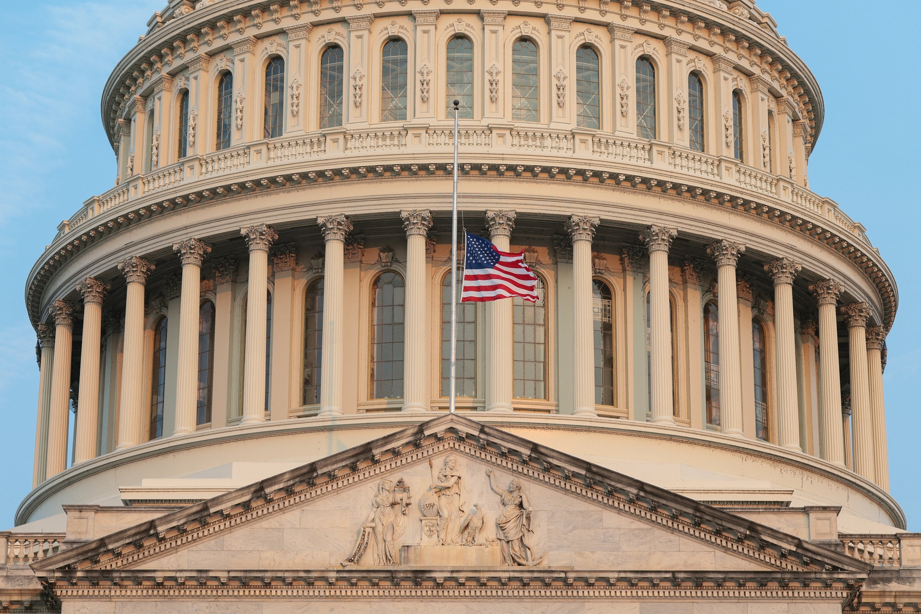 A U.S. flag flies at half-staff on the day of a Congressional Tribute to late U.S. Senator Lindsey Graham at the U.S. Capitol in Washington, July 28, 2026.Kylie Cooper/Reuters