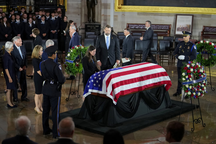 The casket of late Republican Senator Lindsey Graham during a ceremony in the rotunda of the U.S. Capitol on July 28.Frank Thorp V / NBC News