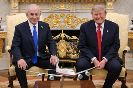 Benjamin Netanyahu meets Donald Trump in the Oval Office on Tuesday.Photograph: GPO/AFP/Getty Images