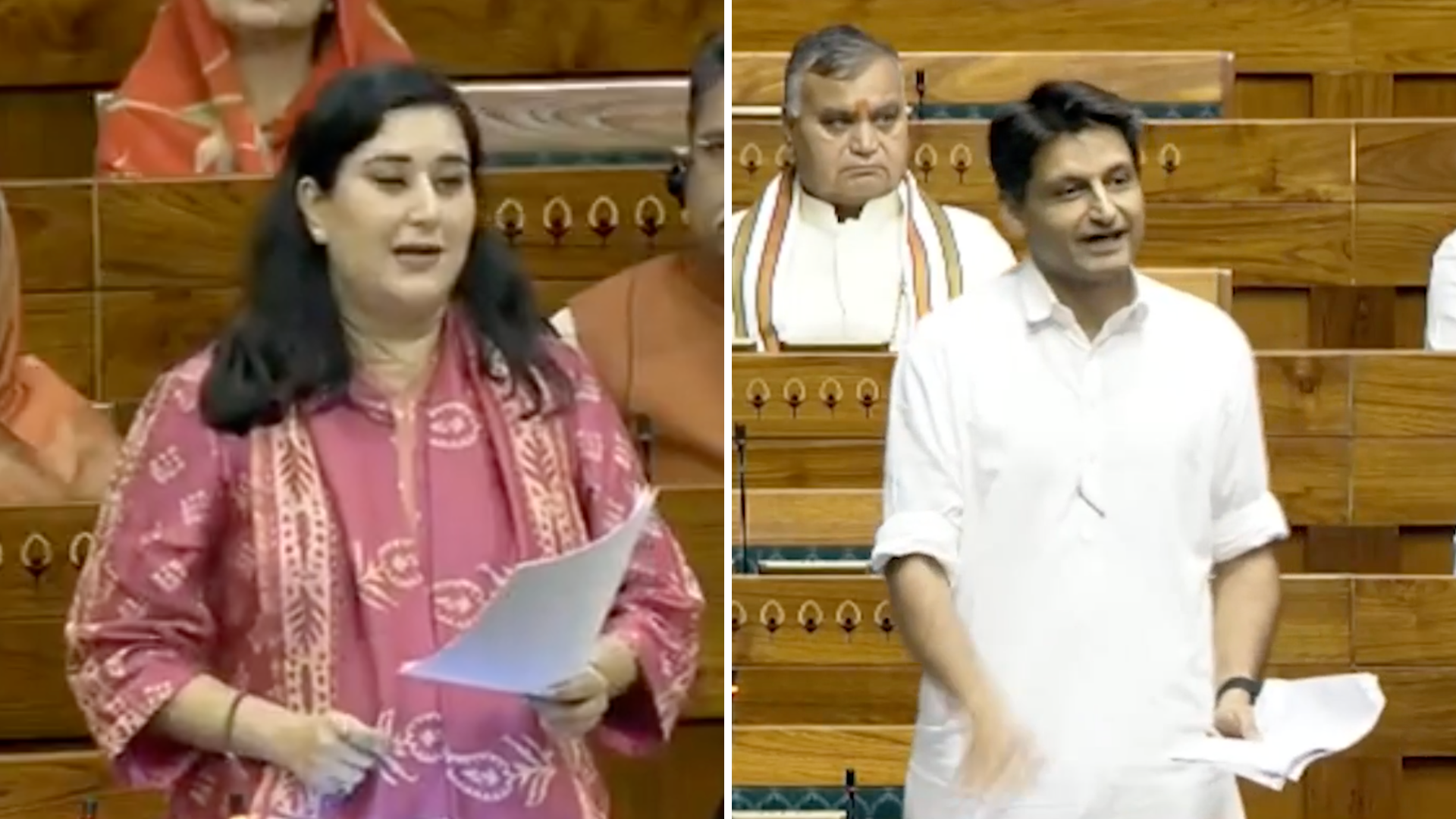 Image caption,Bansuri Swaraj of the ruling BJP and opposition MP Deepender Hooda were among those who used Gen Z terms in parliament