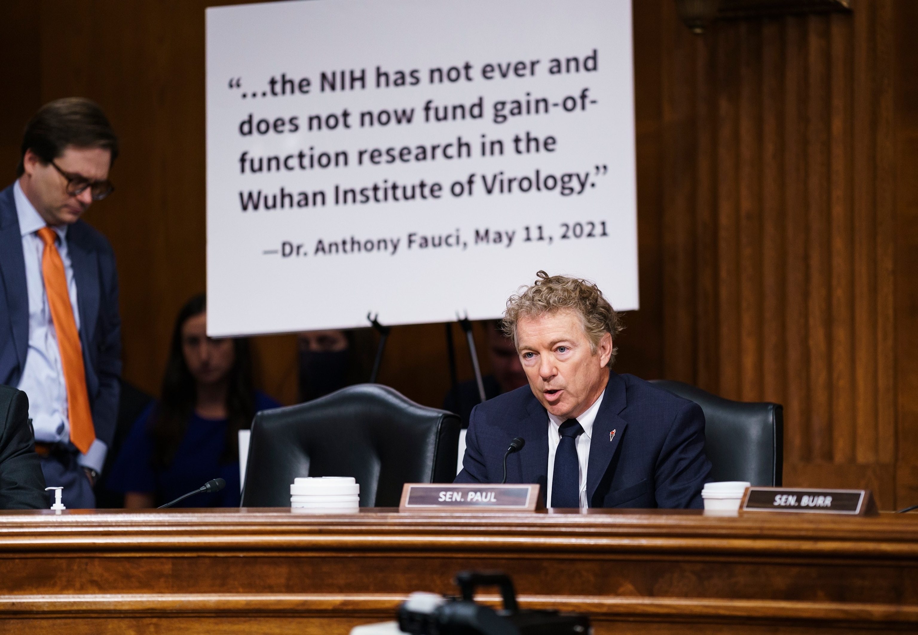 Sen. Rand Paul, R-Ky., questions top infectious disease expert Dr. Anthony Fauci during a Senate Health, Education, Labor, and Pensions Committee hearing on COVID-19, on Capitol Hill in Washington, D.C., on July 20, 2021.J. Scott Applewhite/AP
