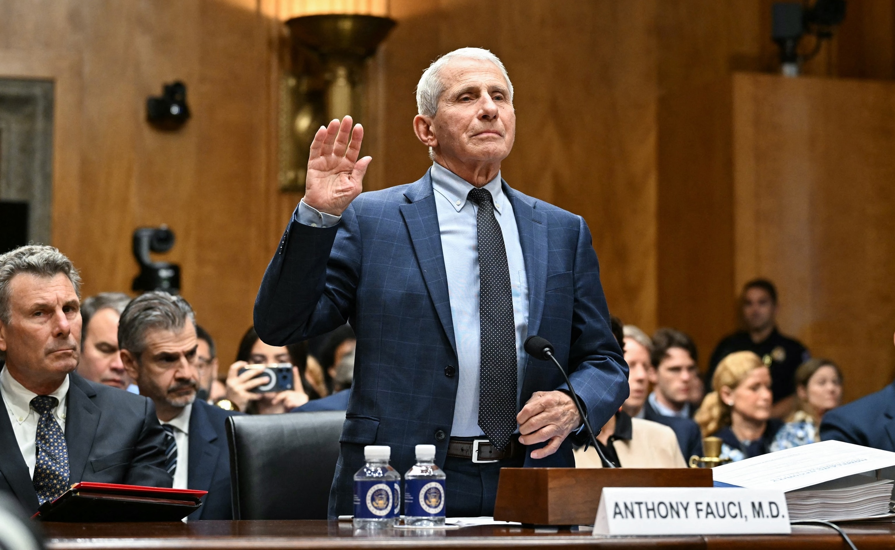 Dr. Anthony Fauci is sworn in during a Senate Homeland Security and Governmental Affairs committee hearing on Capitol Hill in Washington, July 29, 2026.Alex Wroblewski/AFP via Getty Images