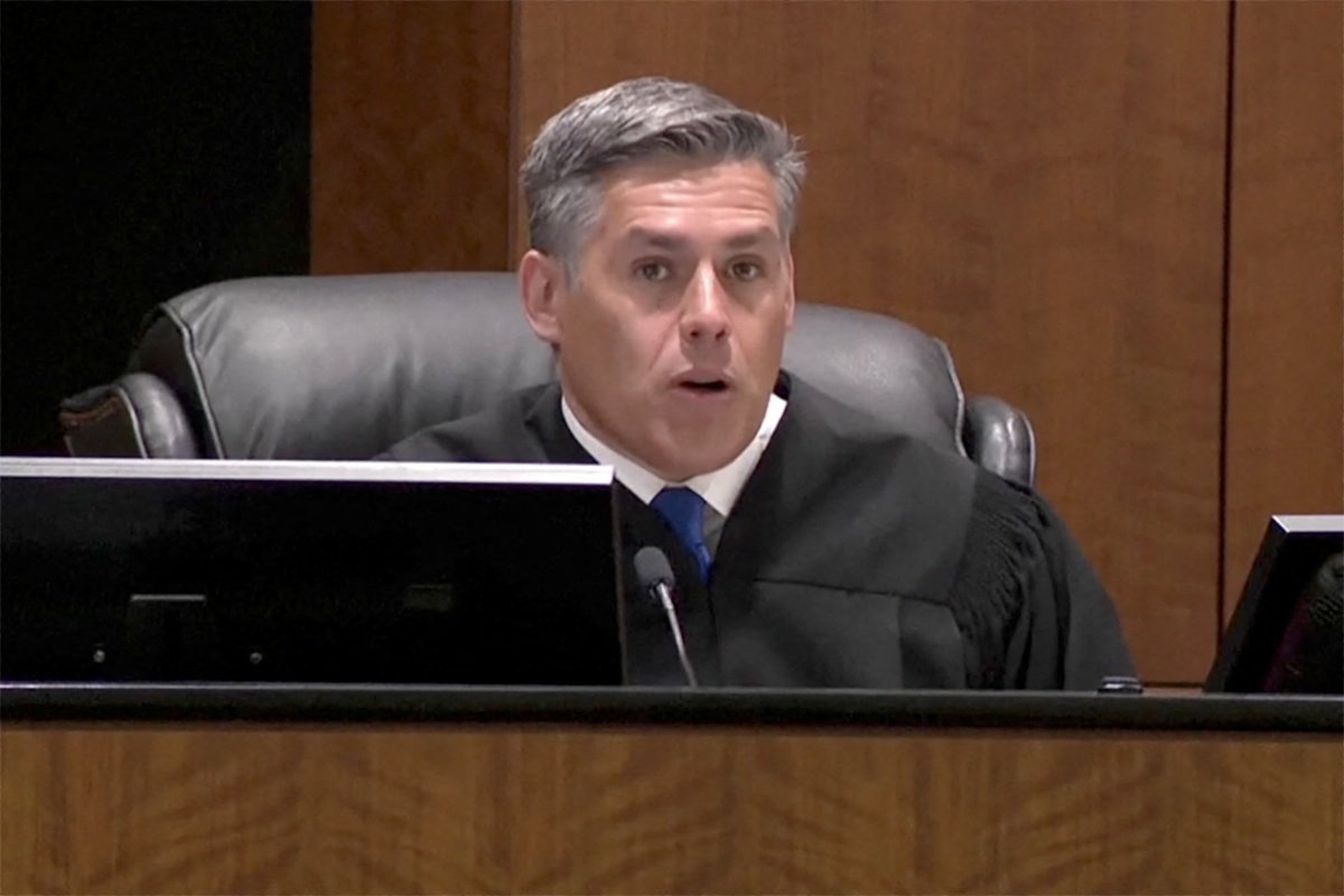District Court Judge Tony Graf presides during a preliminary court hearing for Tyler Robinson, the man accused of killing conservative activist Charlie Kirk, in Provo, Utah, July 6, 2026.Utah Courts via Reuters