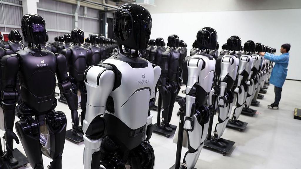 Image caption,AgiBot is developing humanoids for tasks carried out by humans in factories