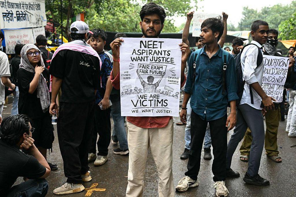 Image caption,Many students say they have completely lost trust in India's examination system