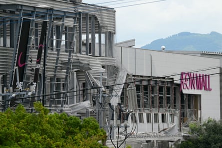 The damaged exterior of the Aeon Mall Kumamoto in Kashima.Photograph: Yuichi Yamazaki/AFP/Getty Images