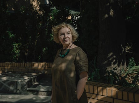 The director of Kyiv’s Mikhail Bulgakov museum, Liudmyla Habianuri. A statue of Bulgakov used to sit in the garden and was taken away in June.Photograph: Alessio Mamo/The Guardian