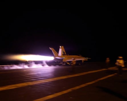A US handout photo of forces in action.Photograph: US Central Command/X