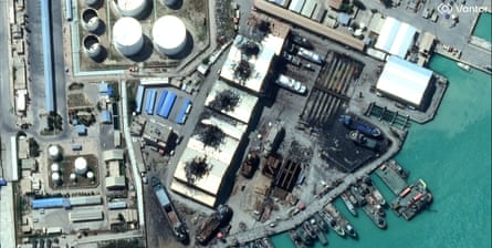A satellite image shows airstrike damage to Bushehr airport, airbase and naval facilities after Israel-US strikes in March.Photograph: Satellite Image ©2026 Vantor/EPA
