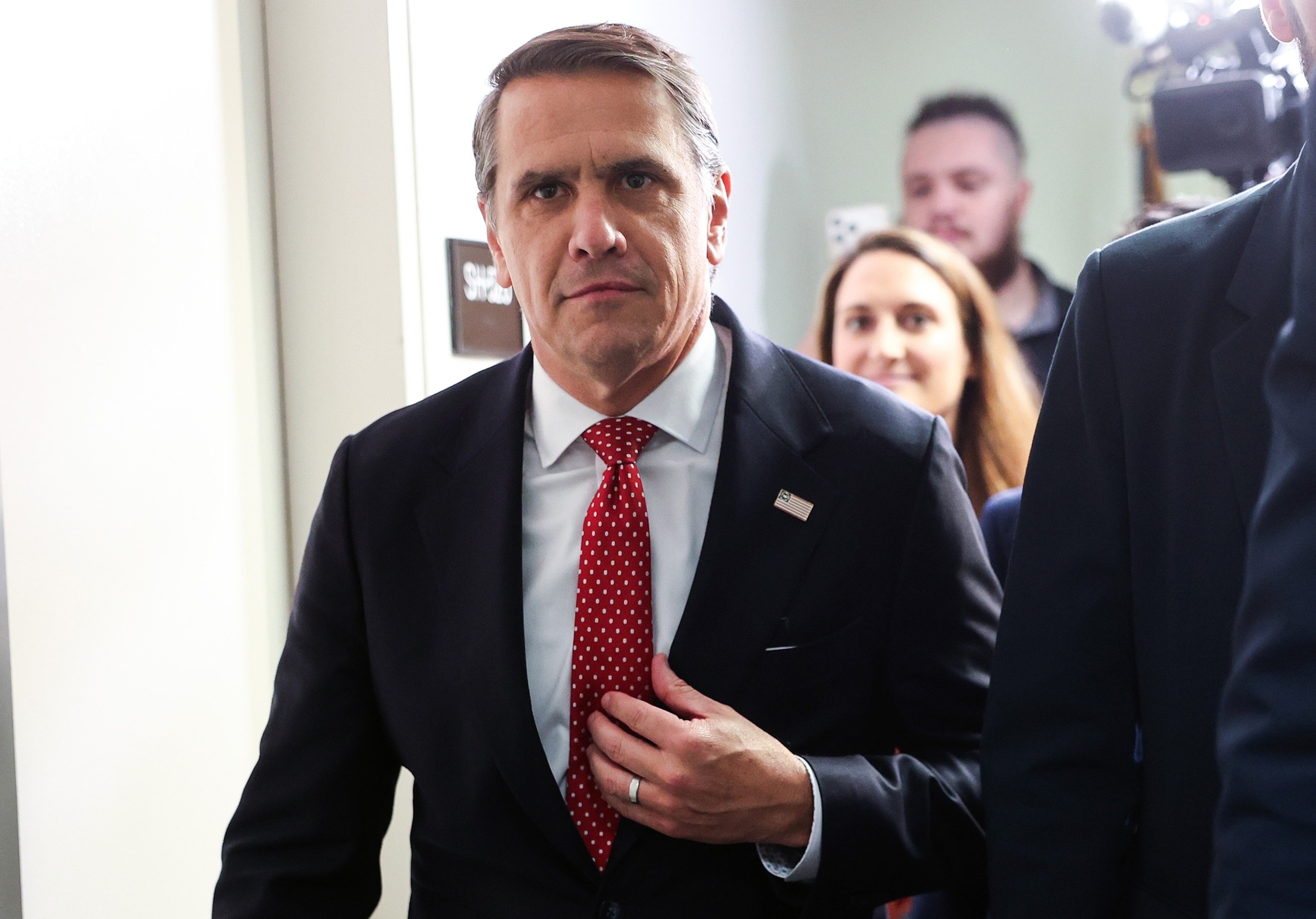Attorney General Nominee Todd Blanche leaves a meeting on Capitol Hill, July 29, 2026 in Washington.Kevin Dietsch/Getty Images