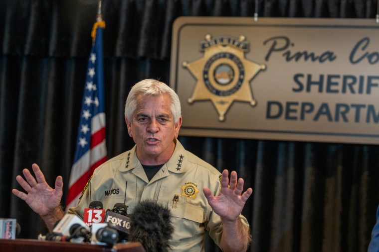 Pima County Sheriff Chris Nanos speaks to the media in Tucson on Feb. 3.Jan Sonnenmair / Getty Images file