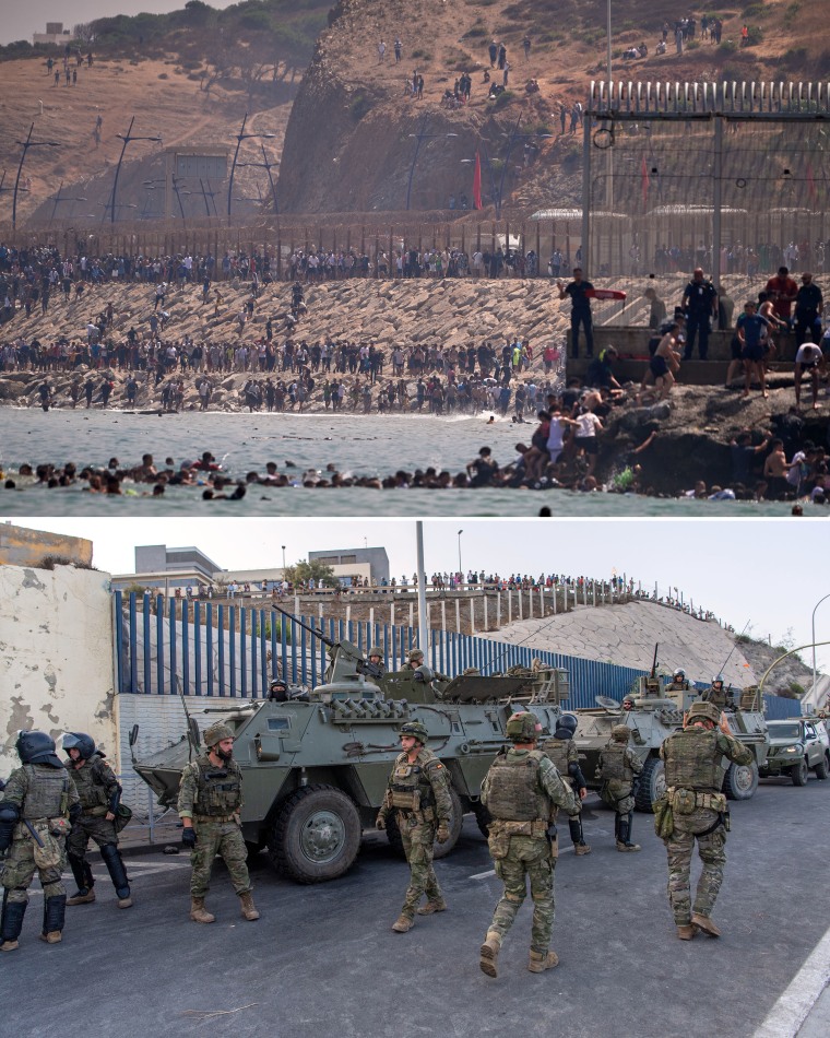 Spanish soldiers were deployed to Ceuta on Thursday.Antonio Sempere / AP