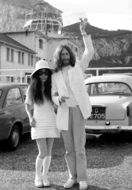Yoko Ono wore white sneakers for her marriage to John Lennon in Gibraltar in March 1969.Photograph: AP