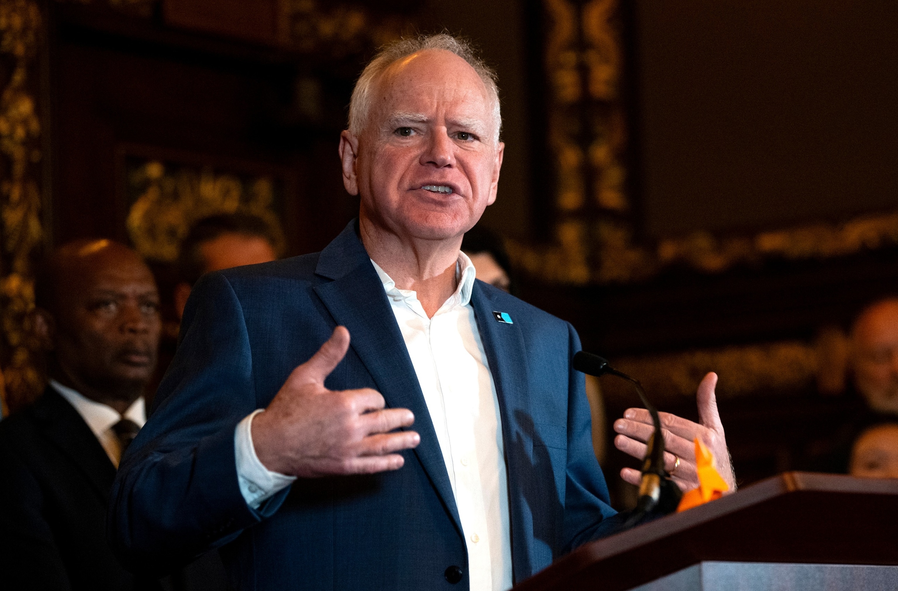 In this Feb. 3, 2026, file photo, Minnesota Gov. Tim Walz speaks during a press conference in St. Paul, Minnesota.Stephen Maturen/Getty Images, FILE