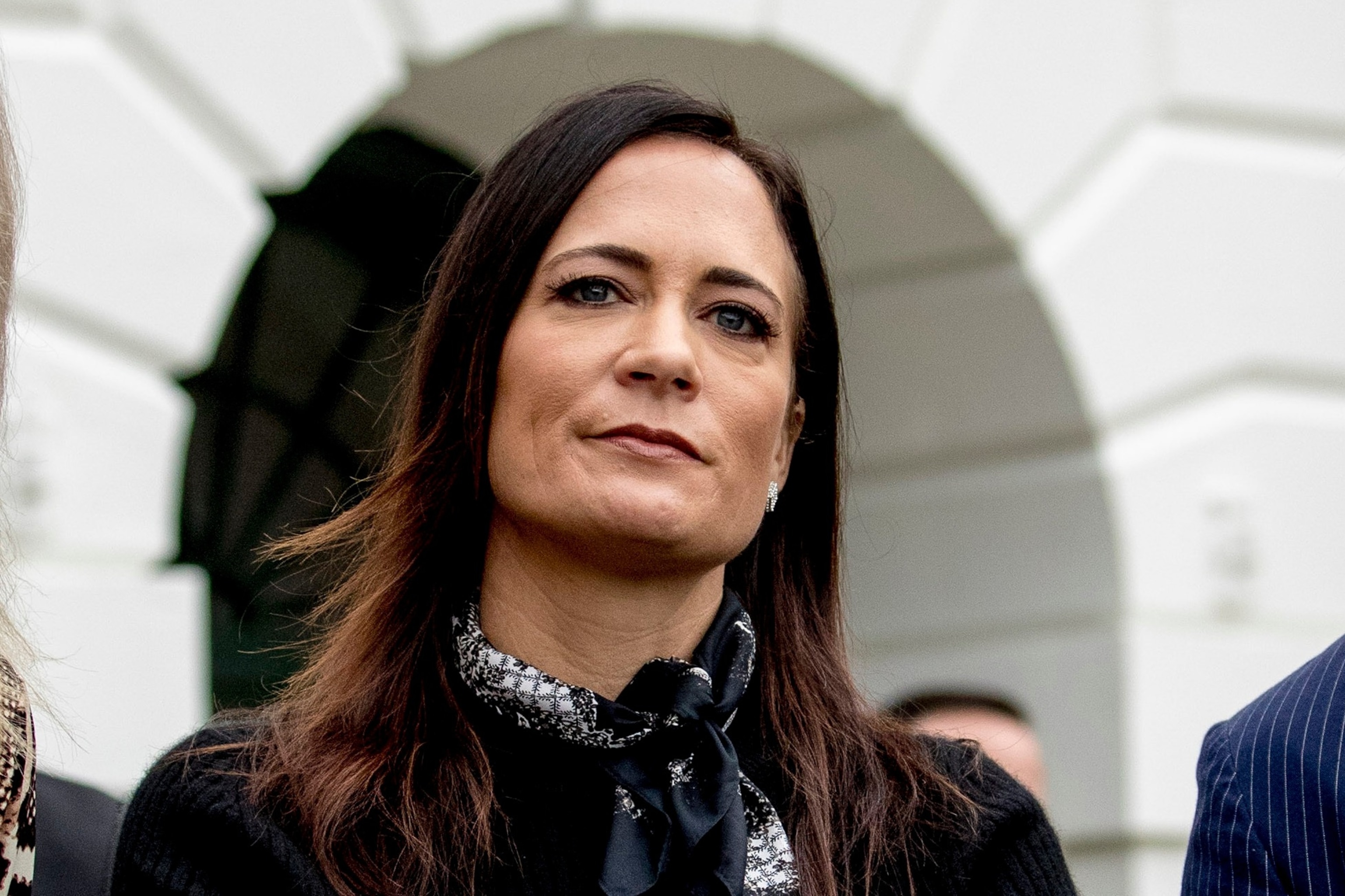 White House press secretary Stephanie Grisham listens as President Donald Trump speaks at the White House in Washington, Oct. 3, 2019. Vice President Kamala Harris' campaign is launching "Republicans for Harris" as she tries to win over Republican voters put off by former President Donald Trump's candidacy. Harris' team says the program will aim to use well-known Republicans, including Grisham, to activate their networks, with a particular emphasis on primary voters who backed former U.N. Ambassador Nikki Haley.Andrew Harnik/AP