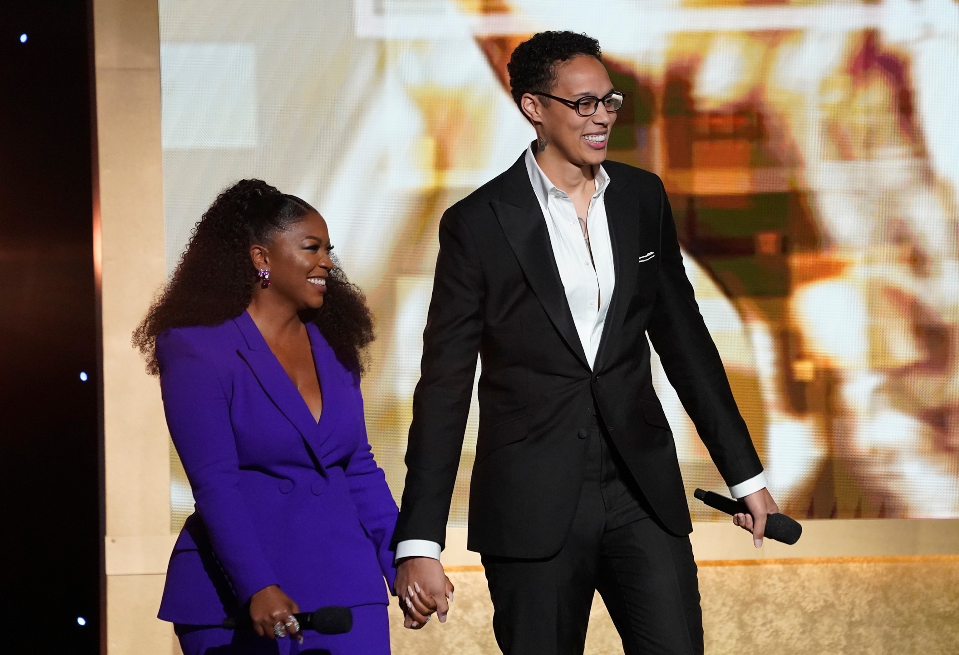 Cherelle Griner and Brittney Griner appear on stage at the 54th NAACP Image Awards, Feb. 25, 2023, in Pasadena, Calif.Chris Pizzello/Invision/AP