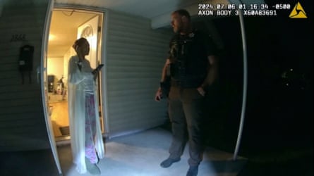 Bodycam footage shows Sonya Massey and Sean Grayson outside her home in Springfield.Photograph: Illinois state police/AP