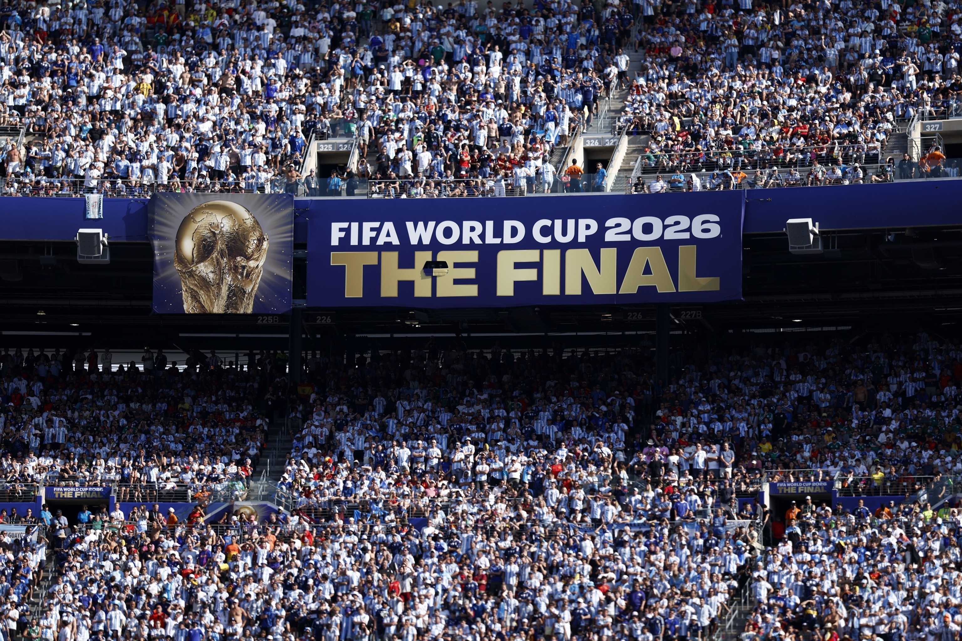 An electronic display shows The Final logo during the FIFA World Cup 2026 final match between Spain against Argentina, in East Rutherford, New Jersey, July 19, 2026.Will Oliver/EPA/Shutterstock