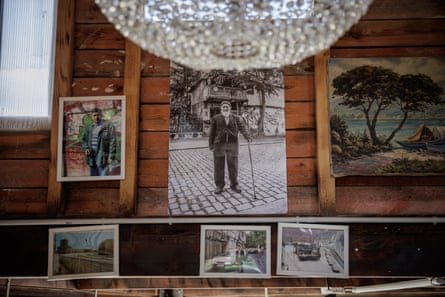 Pictures inside the treehouse show Kalin and his son Mehmet.Photograph: Gordon Welters/The Guardian