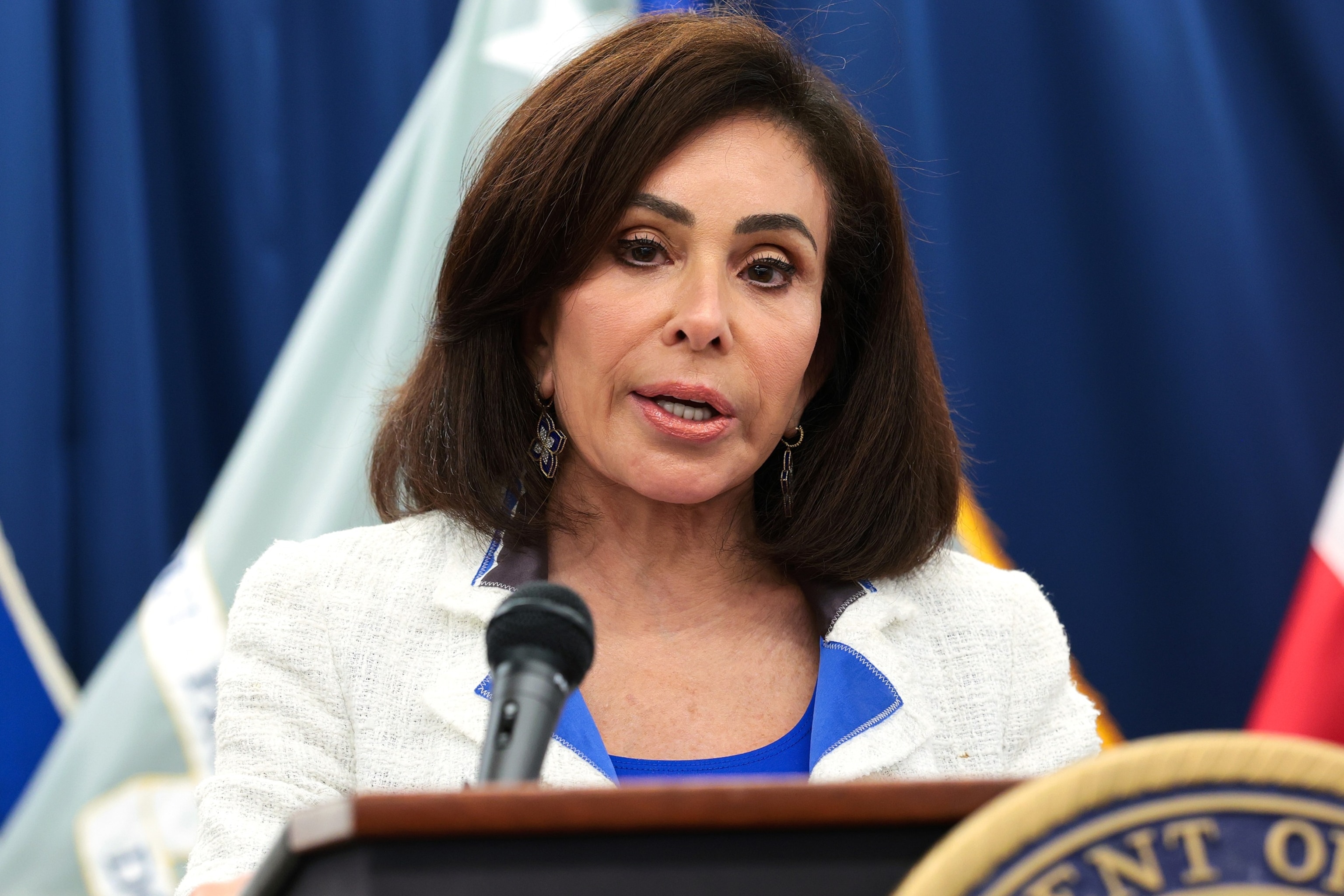 U.S. Attorney for the District of Columbia Jeanine Pirro speaks during a press conference at the U.S. Attorney's Office for the District of Columbia on July 2, 2026, in Washington, D.C.Anna Moneymaker/Getty Images, FILE