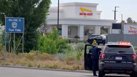 Police and emergency crews at the site of the fatal shooting in Twin Falls.Photograph: Abc Affiliate Kivi/Reuters