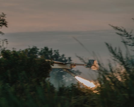The launch of an Ukrainian FP1 long-range drone towards Russian-occupied Crimea.Photograph: Alessio Mamo/The Guardian