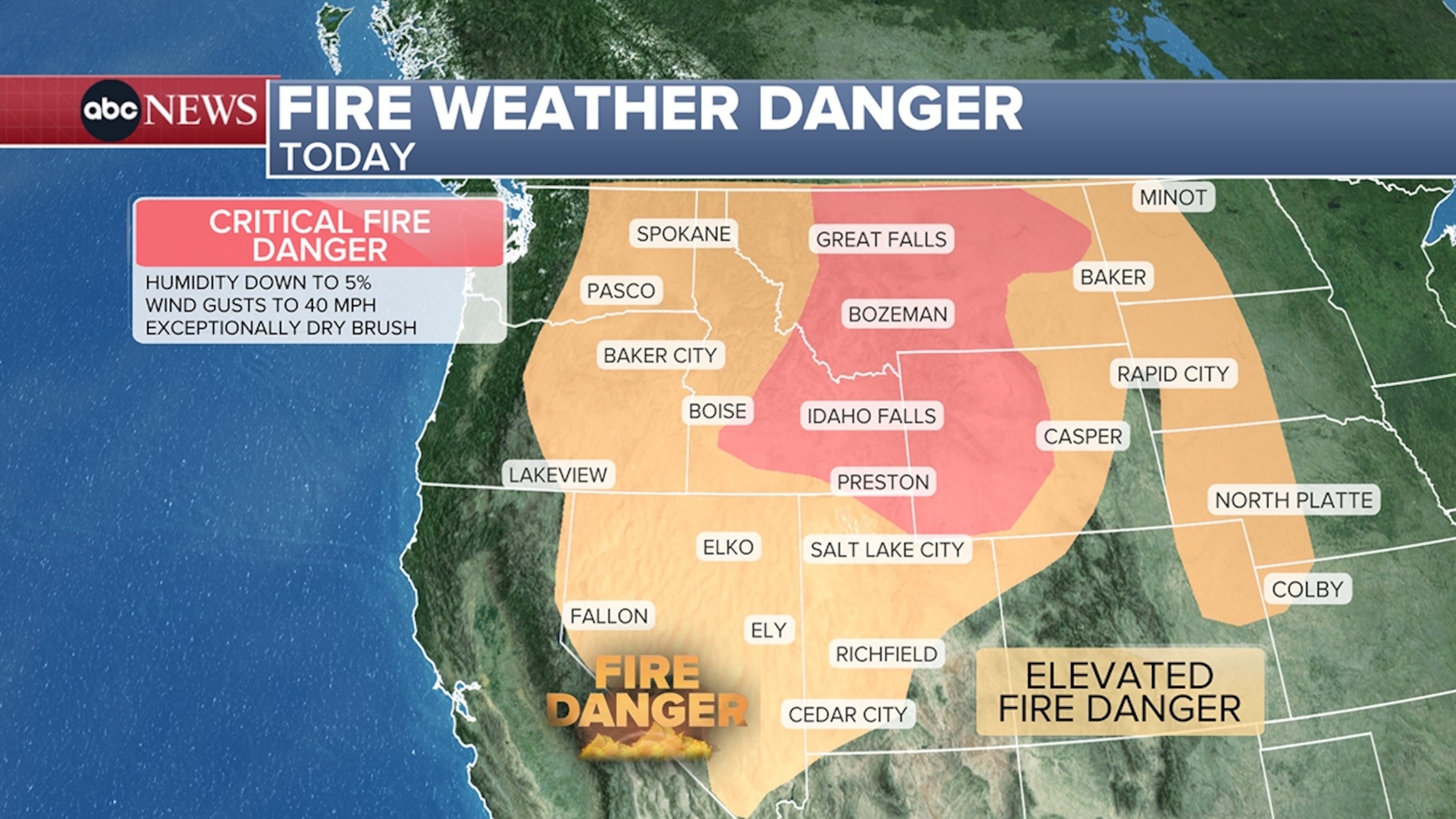 Fire weather danger, Aug. 2, 2026.ABC News