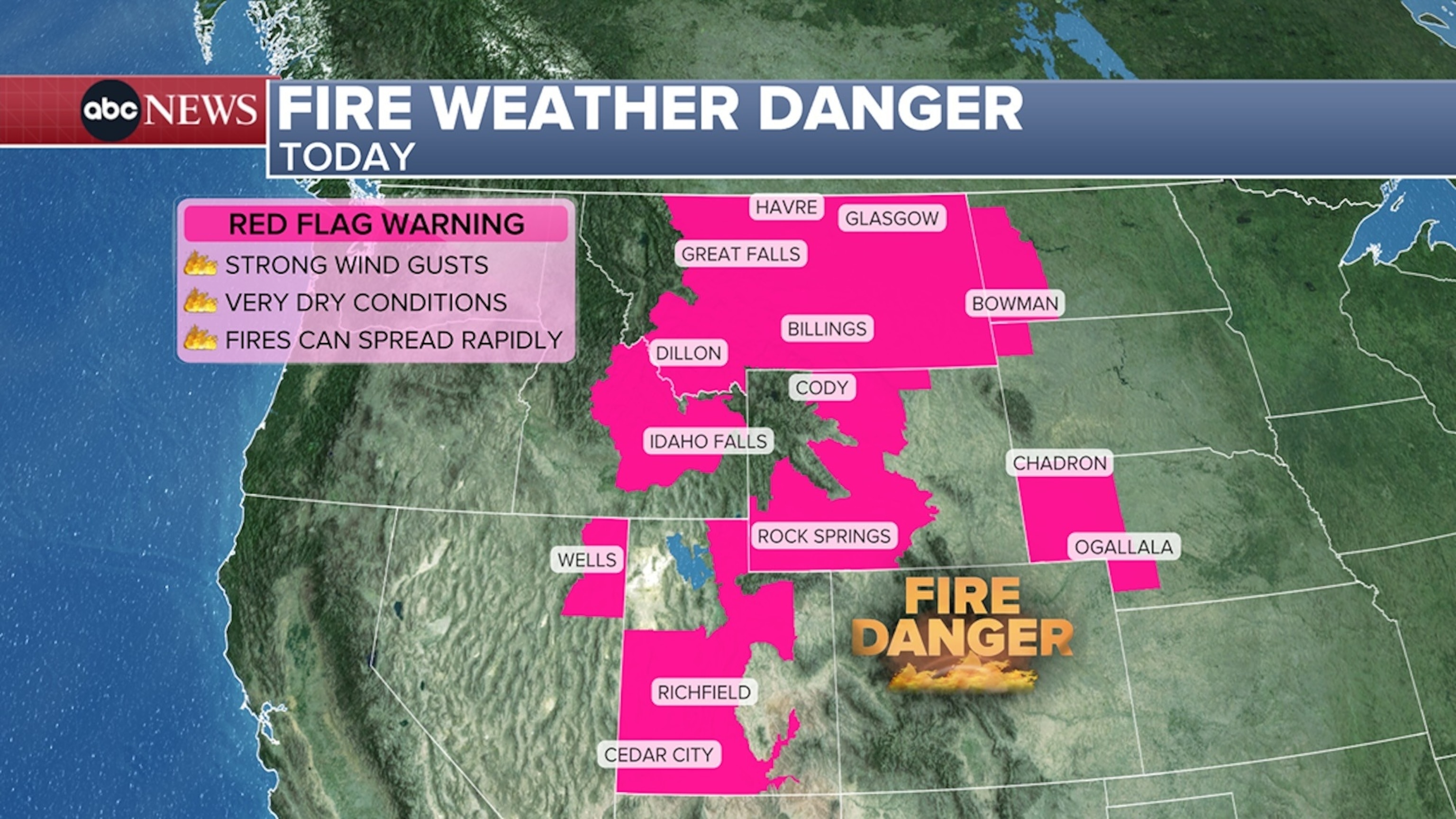 Fire weather danger, Aug. 2, 2026.ABC News