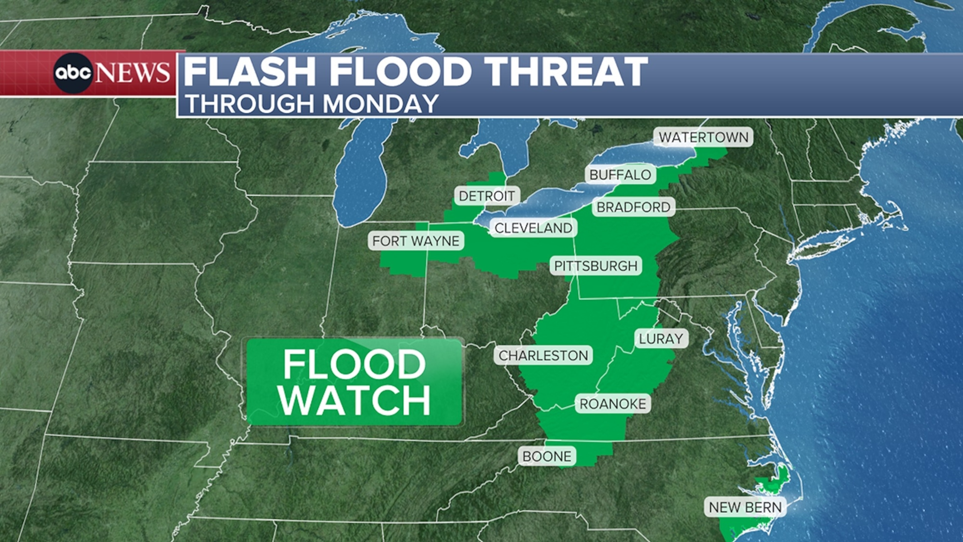 Flash flood threat through Monday, Aug. 3, 2026.ABC News