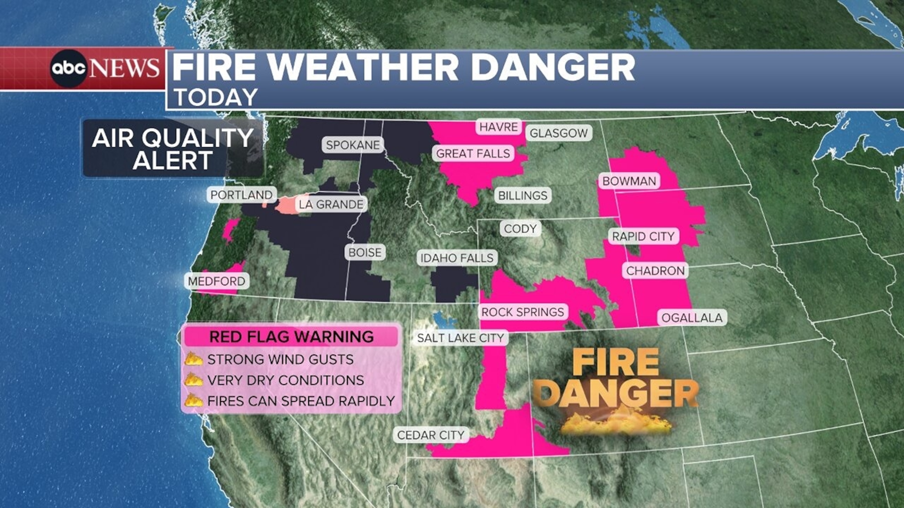 An ABC News graphic shows the forecast on Monday, Aug. 3, 2026.ABC News