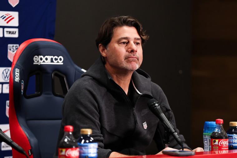 Mauricio Pochettino speaks with the media during a press conference before an international friendly match against Germany at Endeavor Health Performance Center on June 5 in Chicago, Illinois.Omar Vega / Getty Images