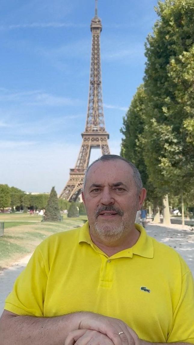Image caption,Speaking in an online video from the Eiffel Tower in Paris, Nadezhdin said he needed to figure out what to do next