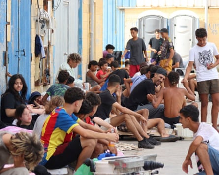 People who arrived in Ceuta from Morocco. Spain estimates that 69,500 people have been returned over the past four days.Photograph: Reduan/EPA