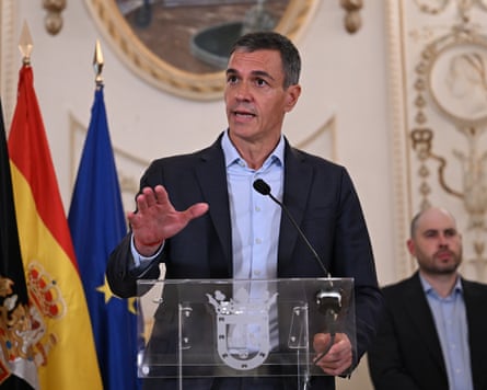 Pedro Sánchez has criticised other governments for failing to support Spain, after Italy and Denmark led calls for its temporary exclusion from the Schengen zone.Photograph: Borja Puig de la Bellacasa/Moncloa Handout/EPA