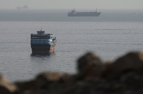 Vessels in the strait of Hormuz, as seen from Musandam, Oman.Photograph: Reuters