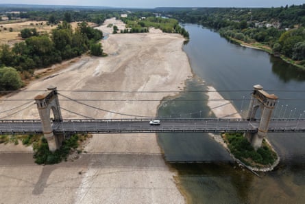 The Loire river in Langeais near Tours. Drought conditions have worsened amid heatwaves and water shortages across much of France.Photograph: Stéphane Mahé/Reuters
