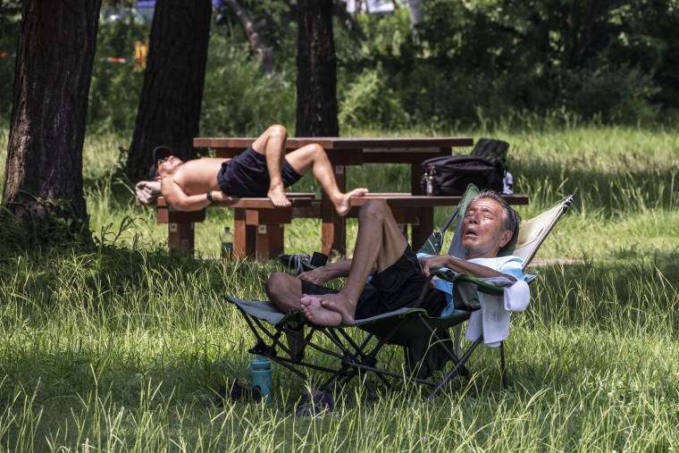 People resting at a park on a hot day in Tokyo last month.Yuichi Yamazaki / AFP via Getty Images