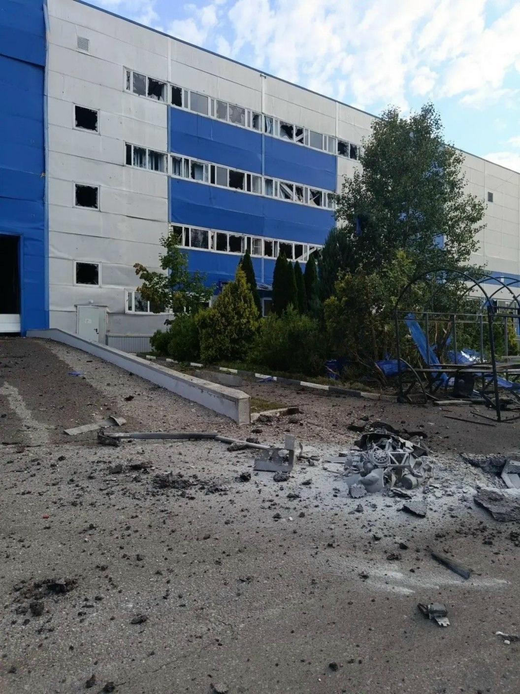 Image caption,A picture released by Russian officials showing damage at a site just south of Moscow