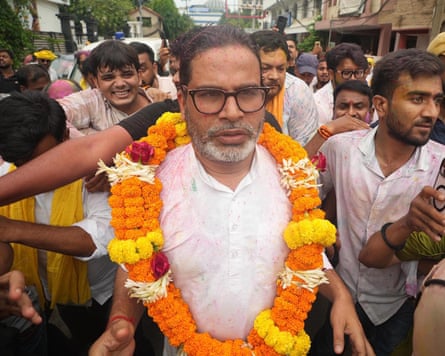 Prashant Kishor won the byelection for his fledgling Jan Suraaj party. He said he win was a wake-up call for Modi.Photograph: Hindustan Times/Getty Images