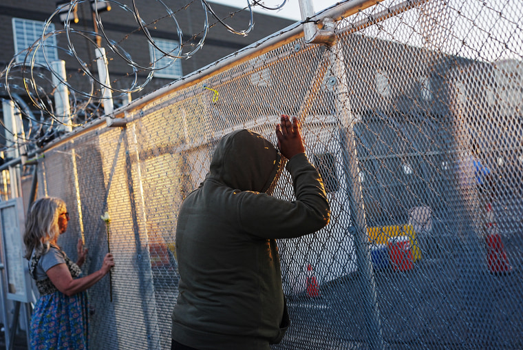 Pro-immigrant activists gather outside Delaney Hall Detention Facility in Newark, N.J., on Monday following the death of Edwin Lopez-Cornejo.Selcuk Acar / Anadolu via Getty Images