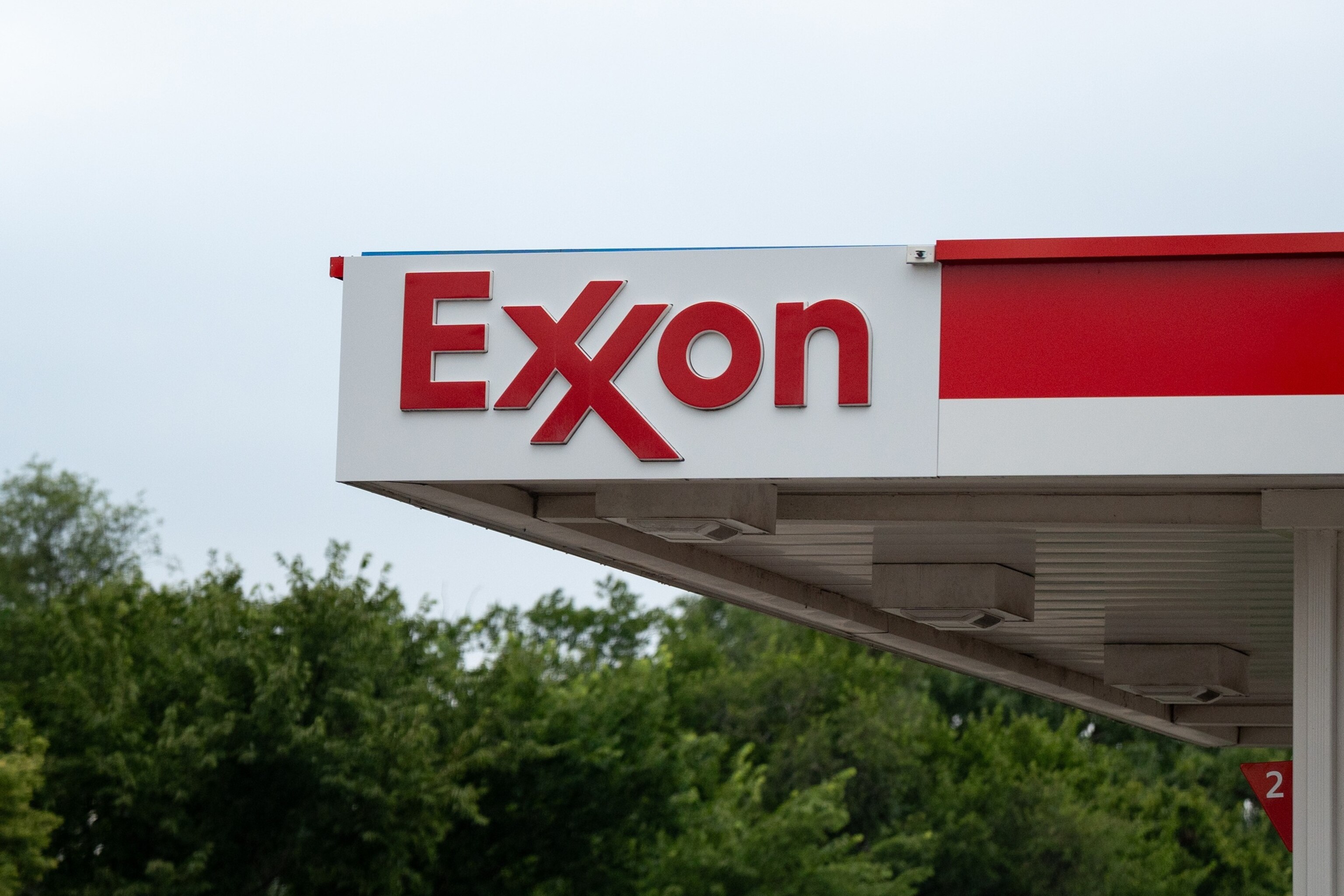 An Exxon gas station logo sign is seen in Chicago, Illinois, United States, on July 25, 2026.Marcin Golba/NurPhoto via Getty Images