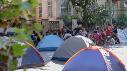 Tents were provided by the civil protection department and set up on the street in front of Spin Time.Photograph: Claudia Deganutti