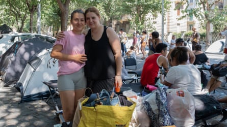 Petronela (right) and Nicoletta are neighbours, having lived on the same floor at Spin Time since 2013. They are friends and also part of the same extended family.Photograph: Claudia Deganutti
