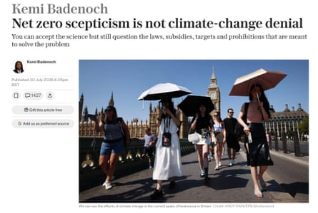The Conservative leader offered a direct response on her climate policies.Photograph: Daily Telegraph
