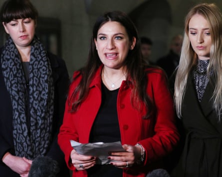 Luciana Berger speaking outside court in London in 2016 after Joshua Bonehill-Paine was found guilty.Photograph: Jonathan Brady/PA