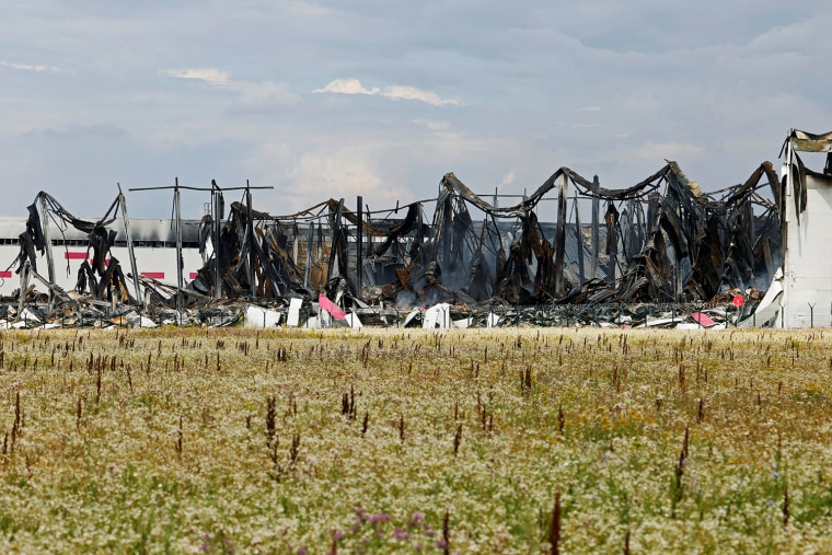 Remains of the Wildberries warehouse following a Ukrainian drone strike near Moscow on July 23.Reuters