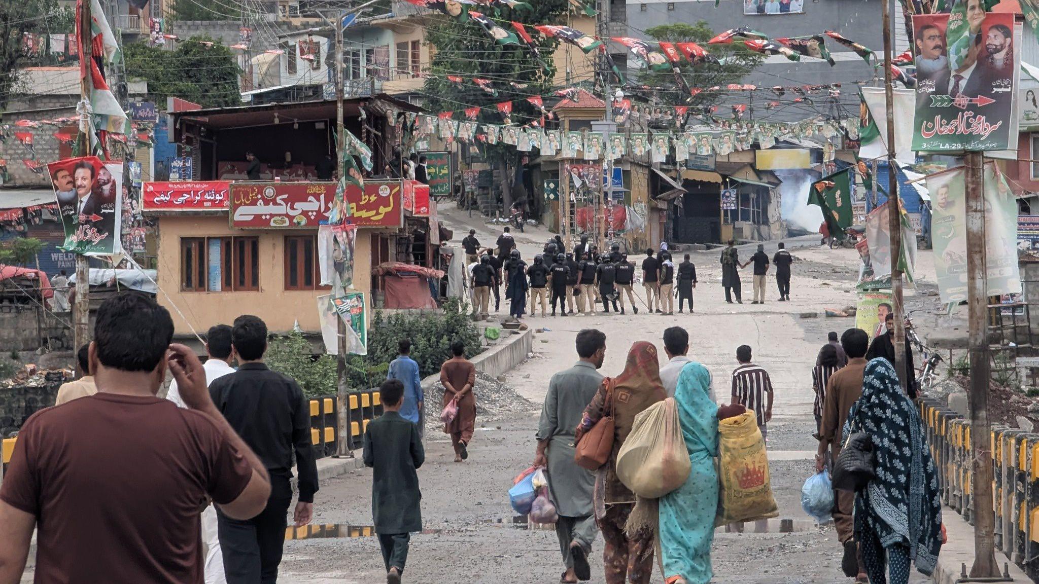 Image caption,The government has been critical of coverage of deadly protests in Pakistan-administered Kashmir - foreign media will need to seek permission to travel there